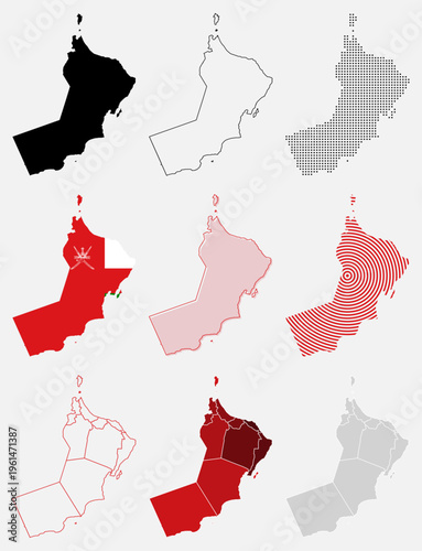 Collection of Oman Map Asian Country