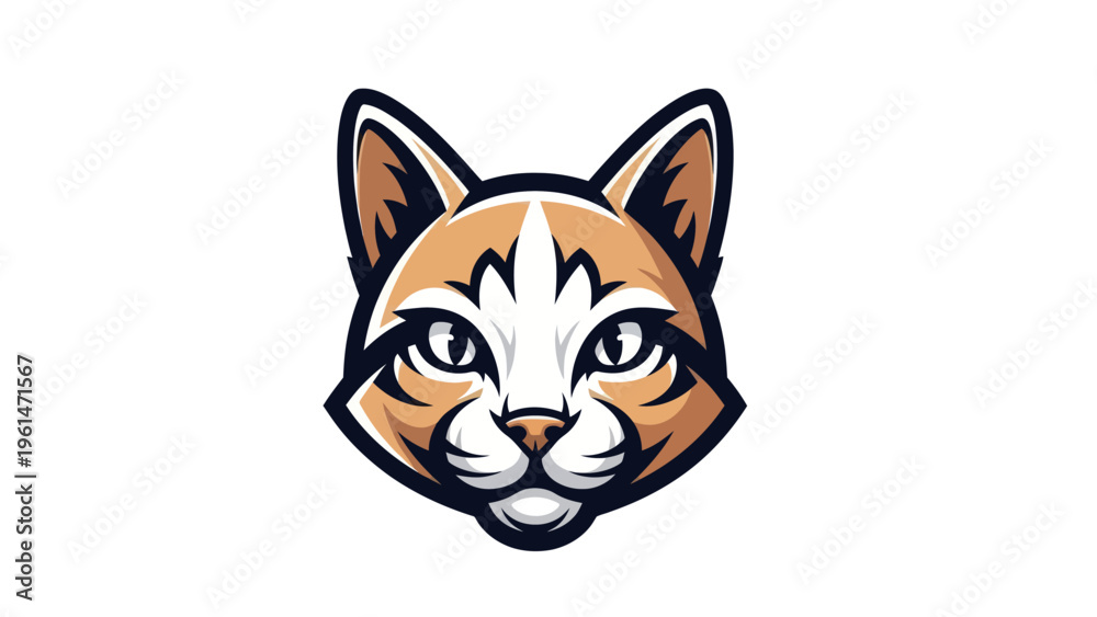 Fototapeta premium Stylized cat head mascot illustration