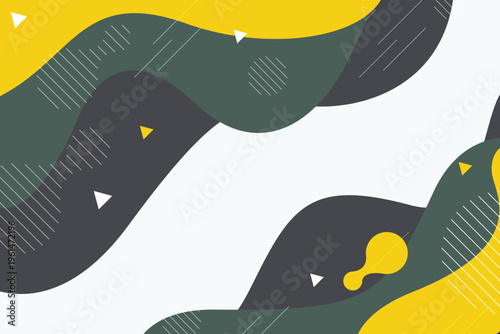 Modern Memphis Style Fluid Shapes Abstract Background