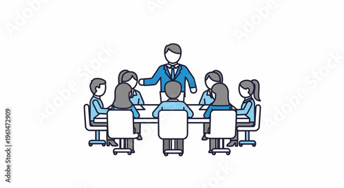 Business people sitting around meeting table.