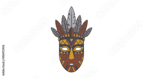 Colorful tribal mask with feathers 2.