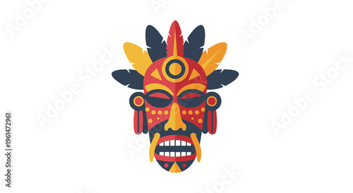 Colorful tribal mask with feathers 1.