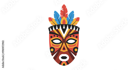 Colorful tribal mask with feathers 5.