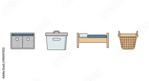 Laundry and bedroom household items.