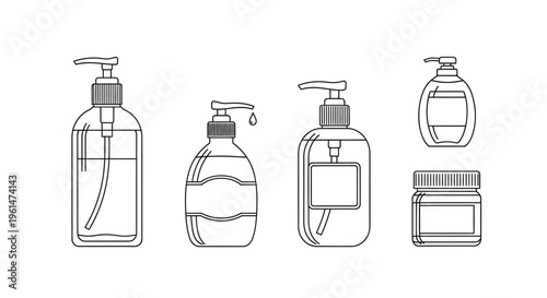 Collection of Cosmetic Product Bottles.