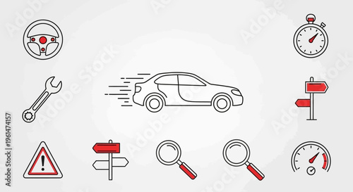 Car Maintenance Service Icons Set.
