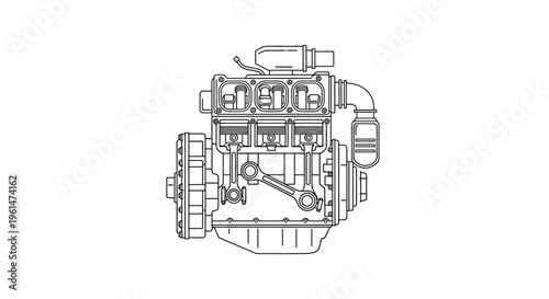 Detailed drawing of an engine.