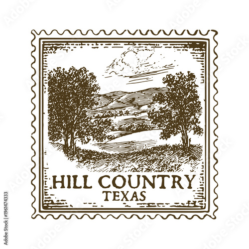 Texas Hill Country Vineyard Wine Trail Harvest Travel Passport Cancellation Stamp Postmark