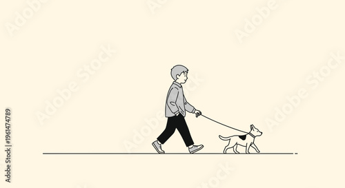 Man walking a small dog.