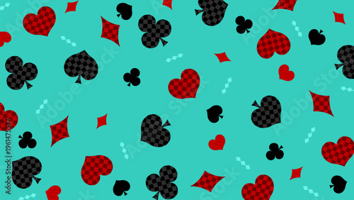 ランダムとチェックのトランプカードのスート柄