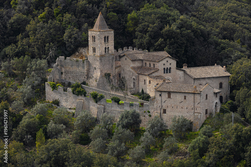 Narni Umbria Italy Ancient Medieval Stone Abbey Monastery Surrounded Green Forest Trees Scenic Nature Landscape Architecture Travel Destination Chronicles Narnia Fantasy Inspiration Epic Historic View
