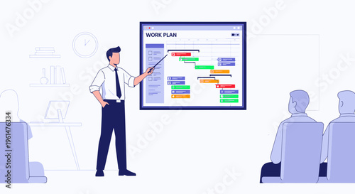 Businessman presenting a project plan.