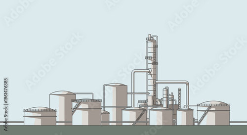 Industrial factory with large storage tanks.