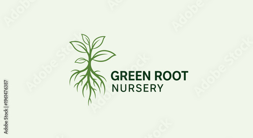 Green root plant nursery logo design.