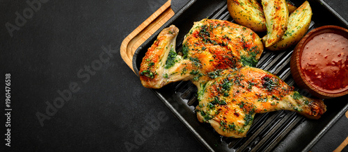 Half Fried Chicken With Potatoes