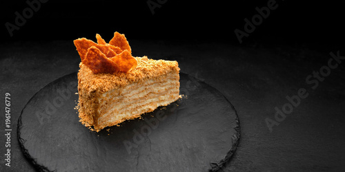 Napoleon Cake Slice On Black