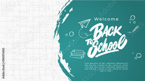 Back to School Book Paper Doodles Illustration. Back to School background with Book  school supplies Doodles. Back to School Banner