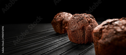 Chocolate Cupcakes On Dark Background