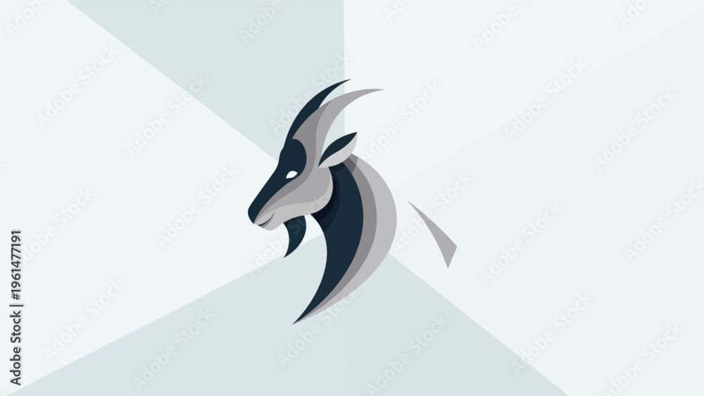 Obraz premium Stylized goat head illustration on white