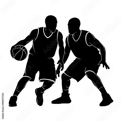 Street Basketball One-on-One Silhouette – Urban 1v1 Matchup, Isolation Play, Competitive Duel