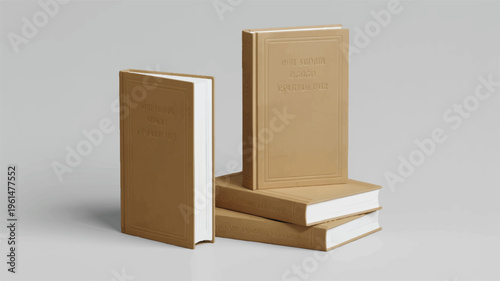 Stack of blank kraft paper cover notebooks and journals for writing, study, or planning, copy space