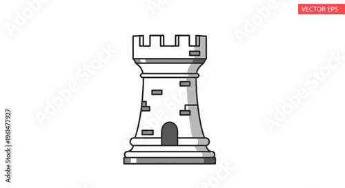 Rook chess piece on a base.