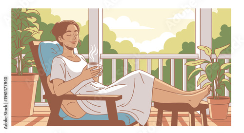 Woman sitting on a chair relaxing.