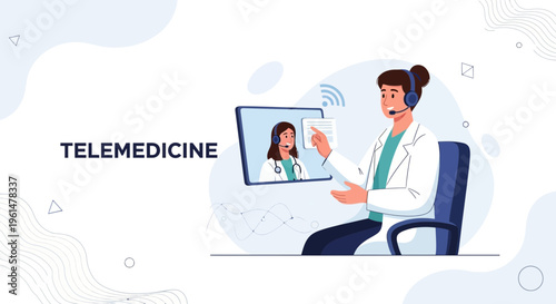 Telemedicine concept: Doctor consulting online via video call, healthcare technology
