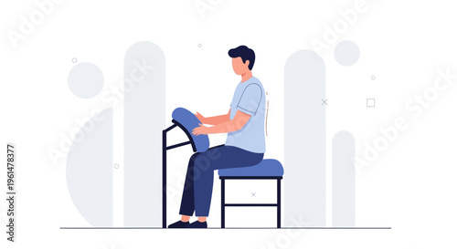 Man sitting on massage chair, receiving chair massage, relaxation, wellness, office massage
