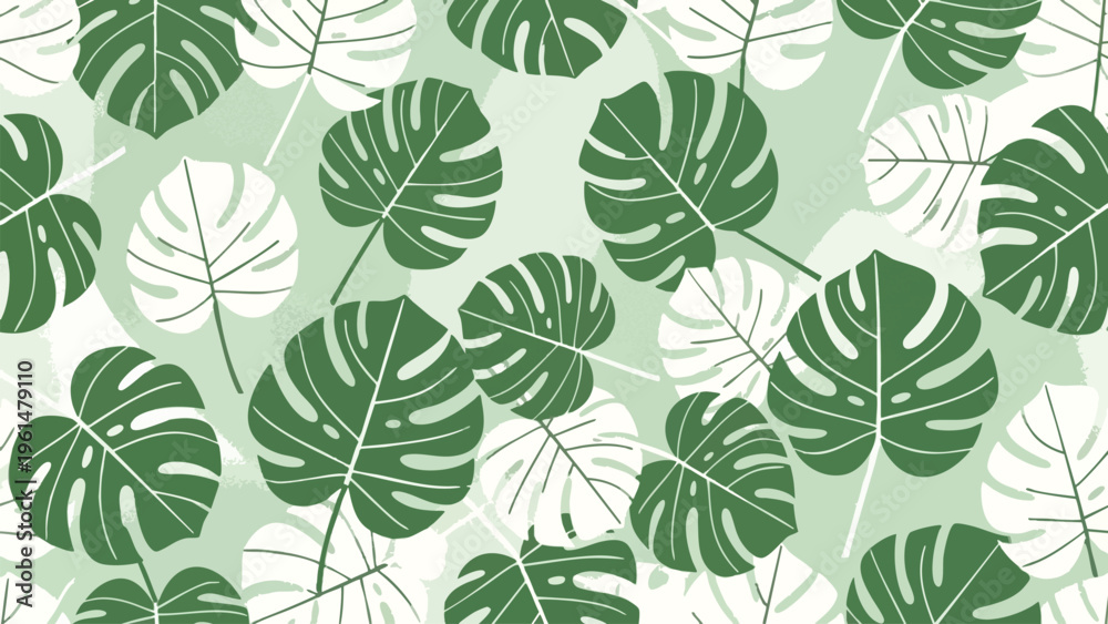 Fototapeta premium Tropical Monstera Leaf Pattern Seamless Background for Decor & Design