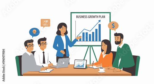 Business people discussing growth plan.
