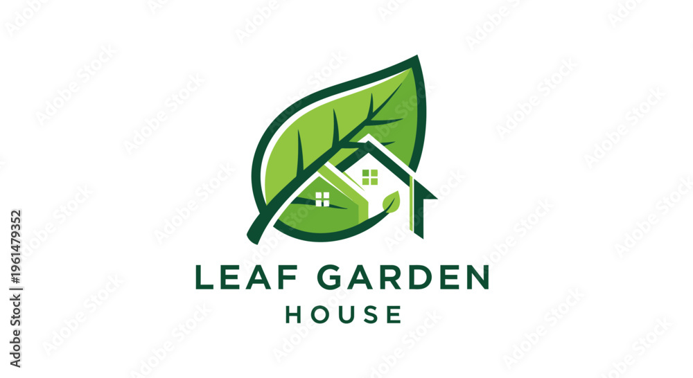 Fototapeta premium Leaf Garden House Logo Design.