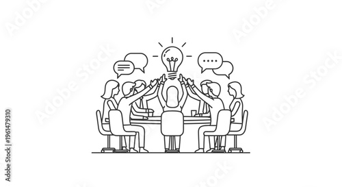 Group of business people brainstorming ideas.