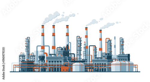 Industrial factory with smokestacks and pipes 4.