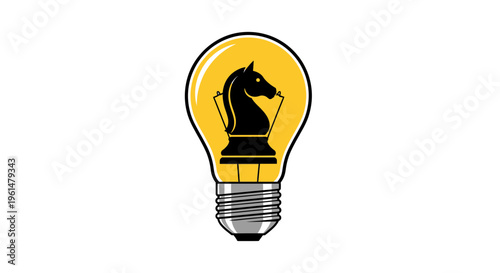 Light bulb with chess knight inside.