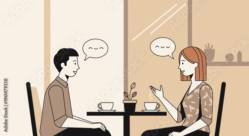 Man and woman having coffee date.