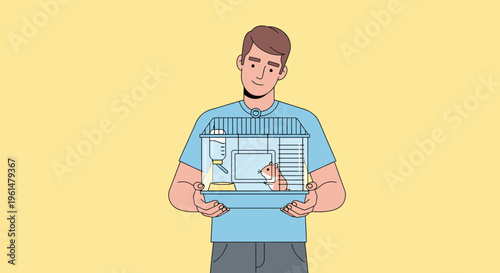 Man holding a tablet with graphics.