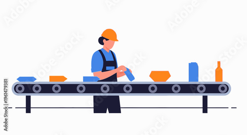 Man working on production line factory.