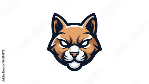 Canvas Print Stylized lynx head logo on white