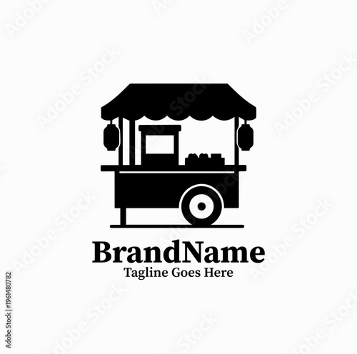 Korean Street Food Cart Pojangmacha Silhouette Icon Travel Food Logo