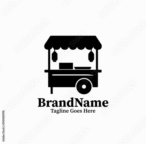 Korean Street Food Cart Pojangmacha Silhouette Icon Travel Food Logo
