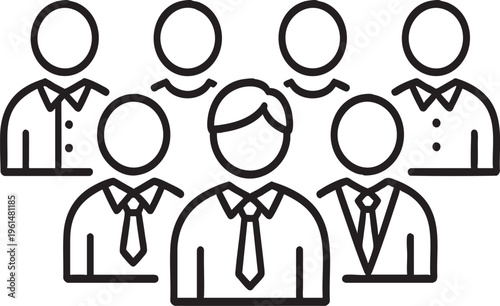Business People Teamwork and Human Resources Line Icons Pack on Transparent Background