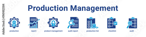 Production Management Icon Banner and Collection