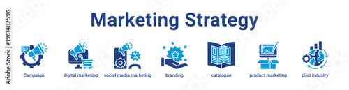 Marketing Strategy Icon Banner and Collection