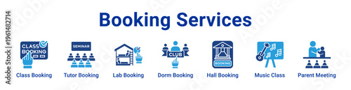 Booking Services Icon Banner and Collection