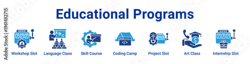 Educational Programs Icon Banner and Collection