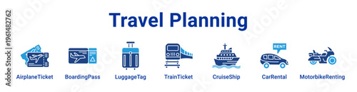 Travel Planning Icon Banner and Collection