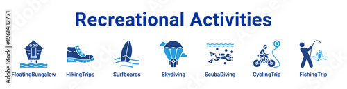 Recreational Activities Icon Banner and Collection