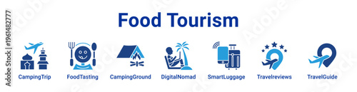 Food Tourism Icon Banner and Collection