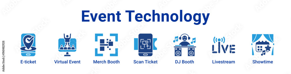 Fototapeta premium -Event Technology Icon Banner and Collection